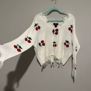 Cherry cropped sweater